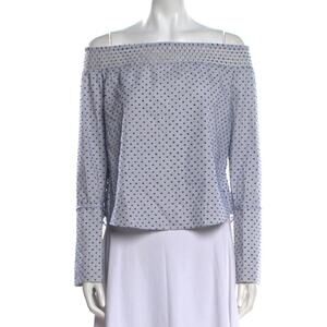 DEREK LAM 10 CROSBY Cotton Off Shoulder Blouse Embroidered Size 4